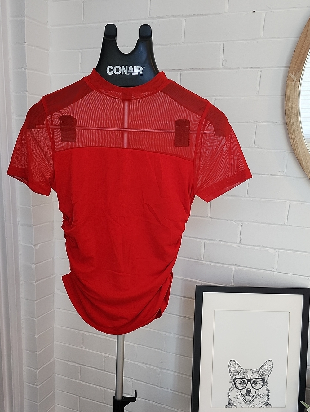 Red Mesh Top, Womens Medium